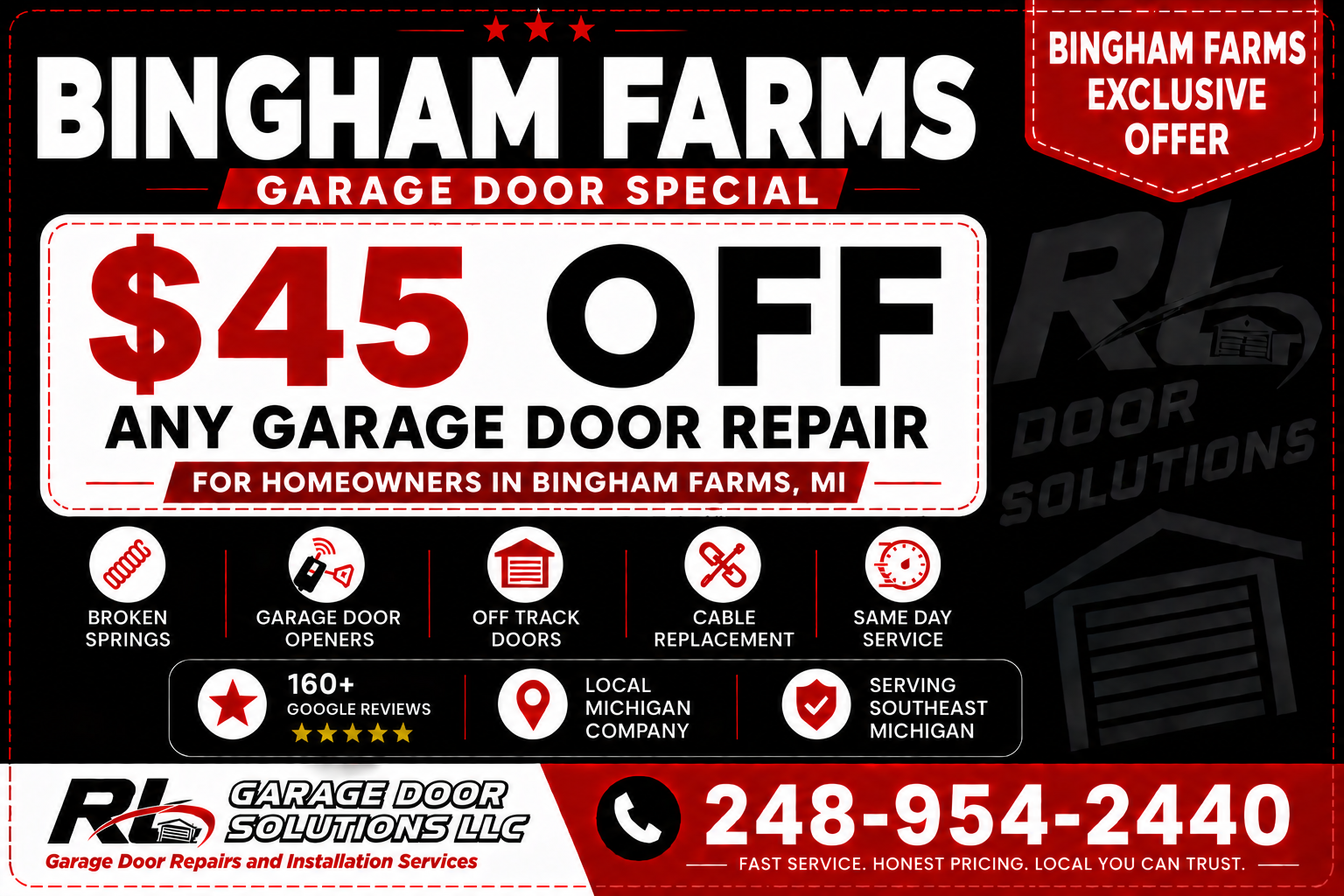 Bingham Farms Garage Door Repair Coupon