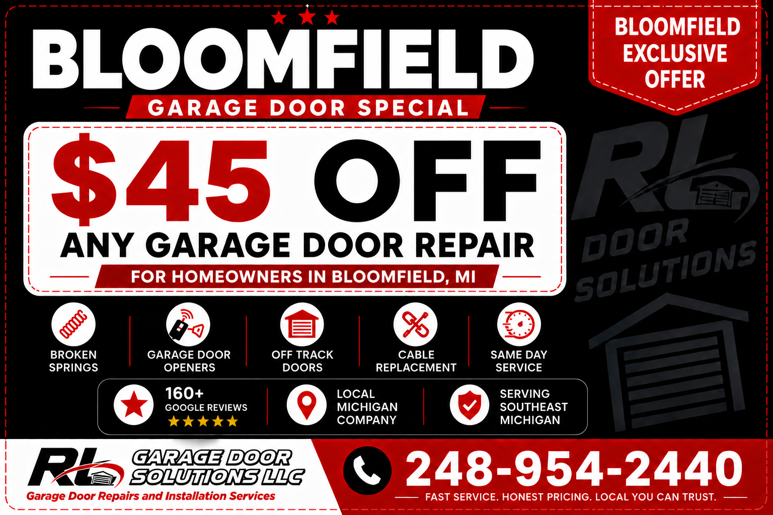 Bloomfield Township Garage Door Repair Coupon