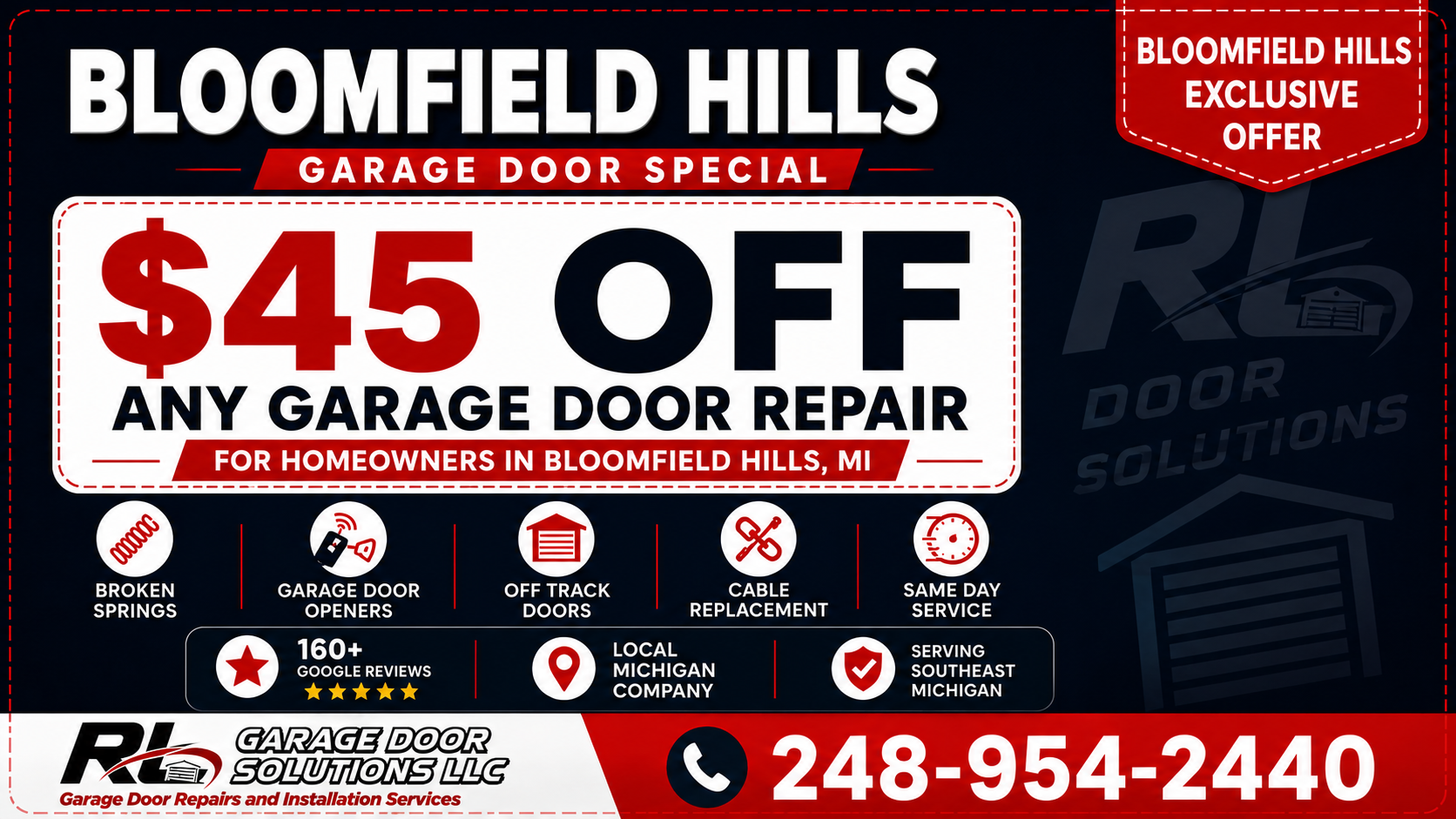 Bloomfield Hills Garage Door Repair Coupon