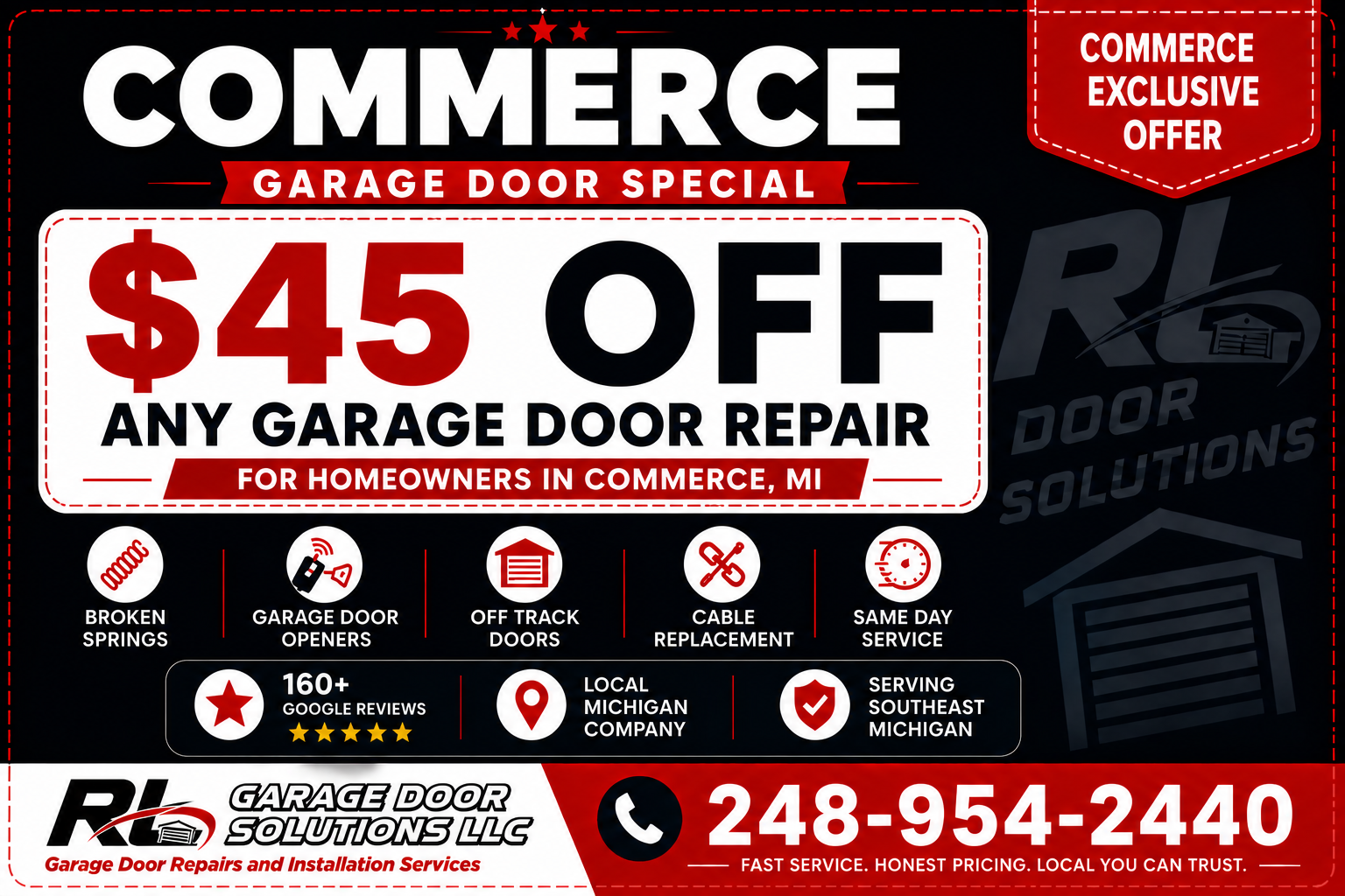 Commerce Township Garage Door Repair Coupon
