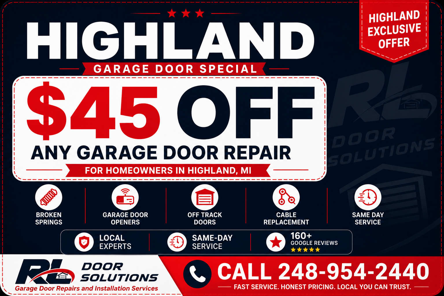 Highland Garage Door Repair Coupon