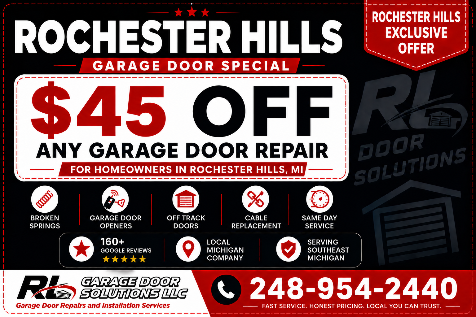 Rochester Hills Garage Door Repair Coupon