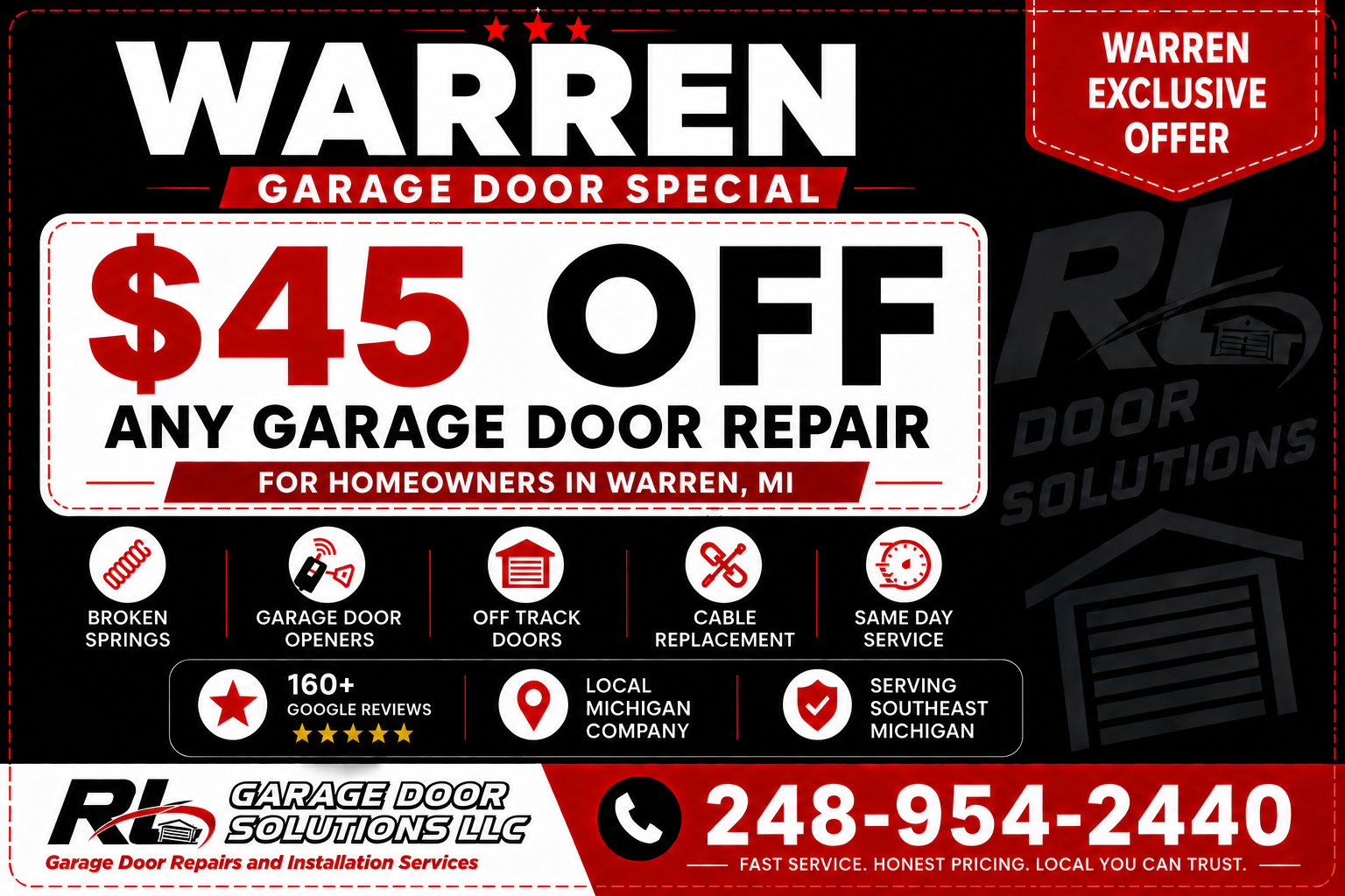 Warren Garage Door Repair Coupon